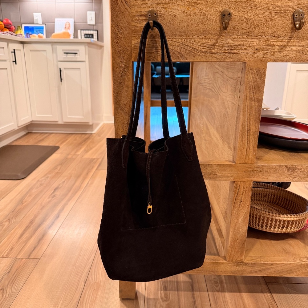 Madewell Black Suede Bucket Tote